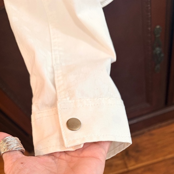 Lauren Conrad EUC White on White Polka Dot Moto denim Jacket - Size XL - - Picture 6 of 11